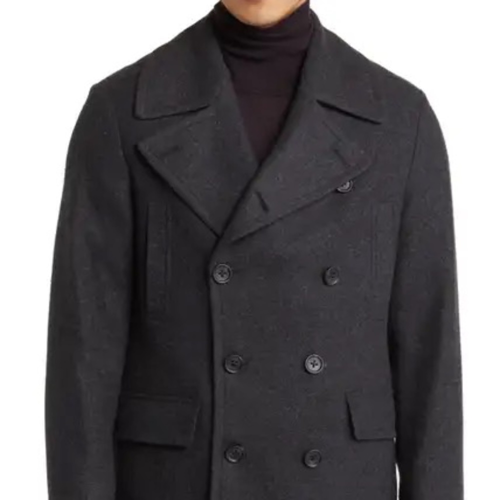 Nordstrom's Felted Peacoat - Dark Charcoal, XL
